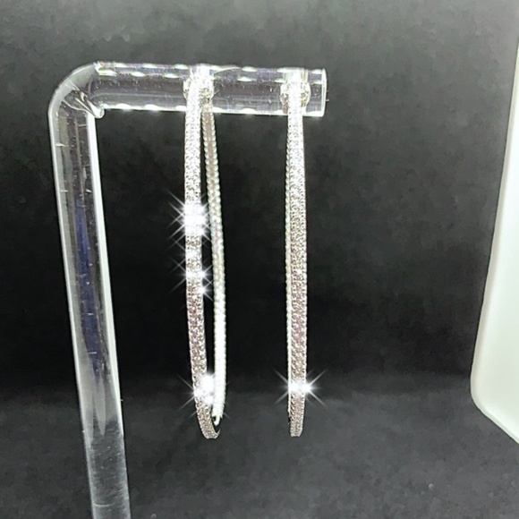 66mm Jumbo Hoop Double Inlay Eternity Earrings - Picture 5 of 16